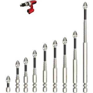 MagFixer K5 High-Magnetic Screwdriver Drill Bit Set - 25-150mm, Anti-Slip, Strong Magnetic Durability for Impact Driver & Electric Drills, 9pcs