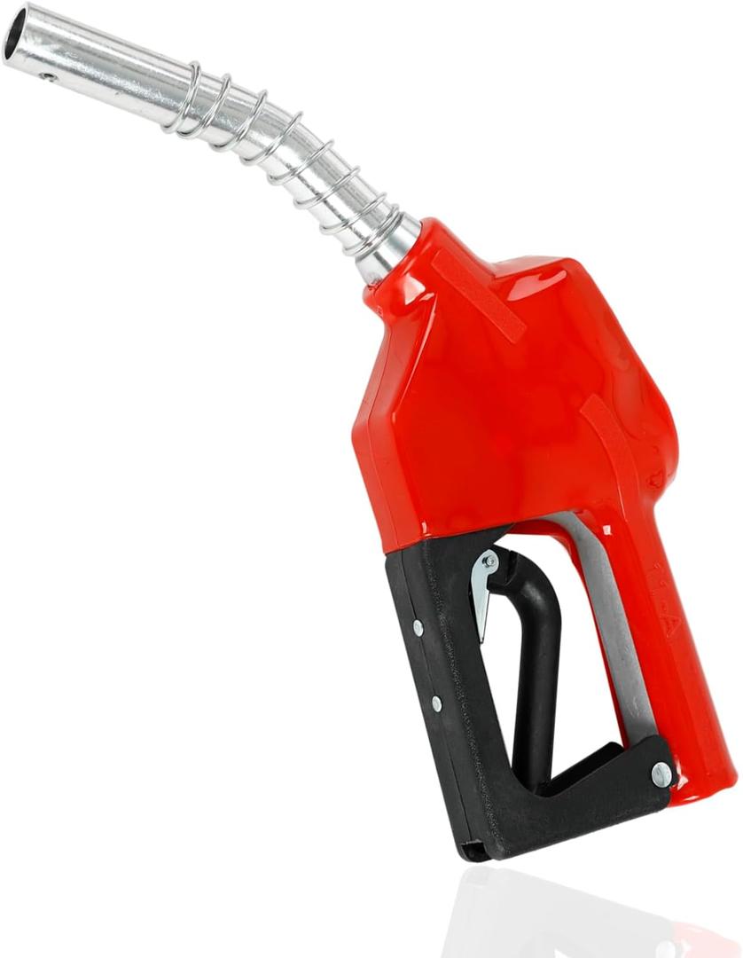 3/4" NPT Auto Fuel Nozzle, Auto Shut Off Fuel Nozzle with 3-speed Padlock, Spout 15/16" for Gasoline, Diesel, Biodiesel and Kerosene, Red
