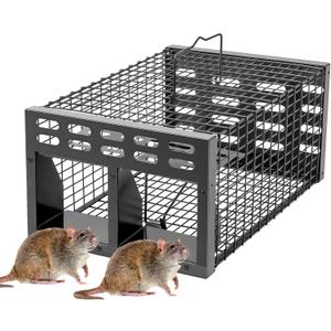 Rat Trap, Humane Live Rat Trap & Automatic Reset Mouse Traps with Dual One-Way Door Design  Catch and Release for Mice, Chipmunks, Hamsters, and Other Rodents, Indoors & Outdoors(Black) Rat Trap, Humane Live Rat Trap & Automatic Reset Mouse Traps with Dual One-Way Door Design  Catch and Release for Mice, Chipmunks, Hamsters, and Other Rodents, Indoors & Outdoors(Black)