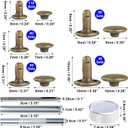 YORANYO 340 Sets Leather Rivets Kit Mixed Sizes Rivets for Leather Double Cap Rivets Studs for Clothing Fabric with Leather Crafting Rivet Tool for Repair Decorate Clothes Shoes Bags Belts (Bronze)