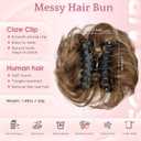 SEGO SEGOHAIR Claw Clip Messy Bun Hair Piece Human Hair 42g Tousled Updo Wavy Curly Bun Hair Extensions Clip in Claw Chignon Ponytail Hairpieces for Women (#4P27 Medium Brown mixed Dark Blonde)