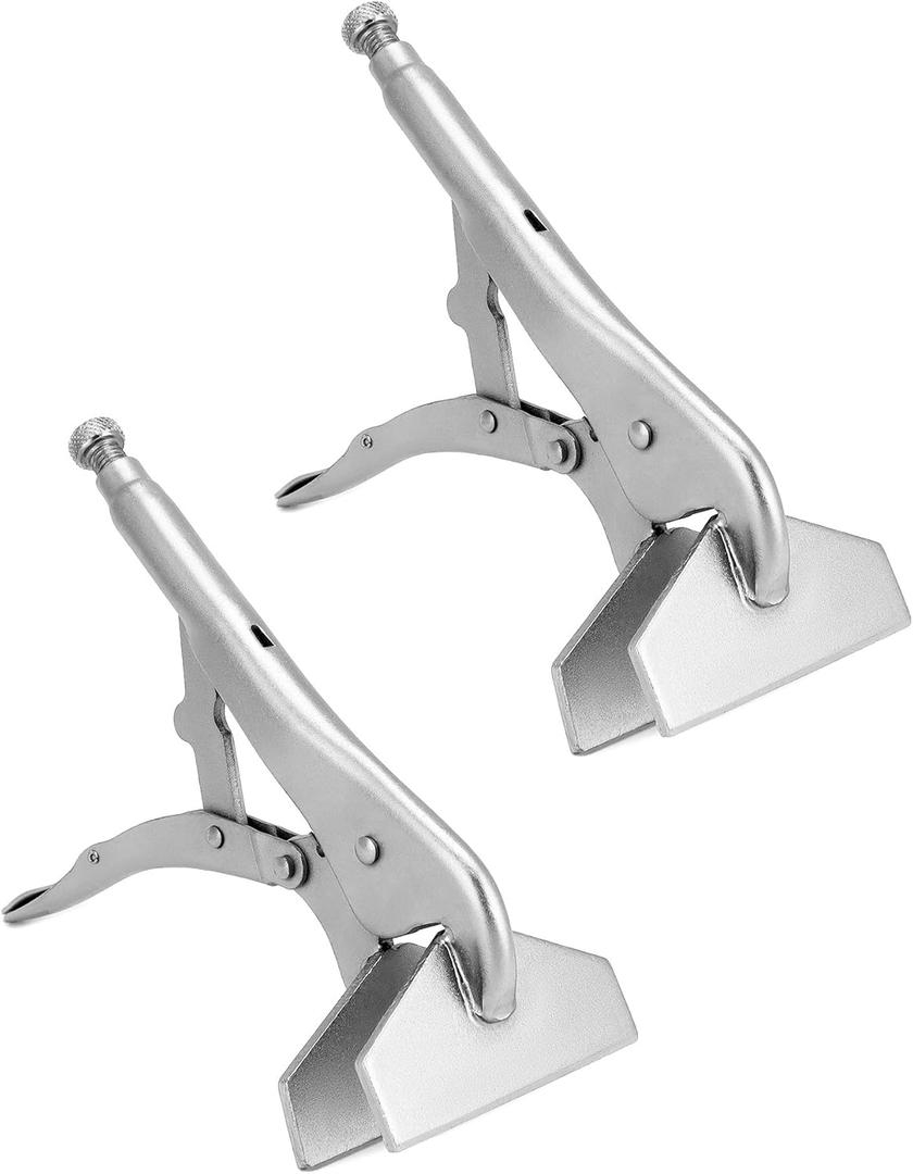 QWORK 10" Flat Jaw Locking Clamp  Heavy Sheet Metal Welding & Fabrication Tool for Workshop, Auto Body & Repair