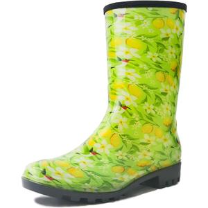 Landchief Women's Waterproof Mid-Calf Garden Rain Boots - All-Season Lightweight Mud Boots with Cushioned Comfort Insole for Gardening, Hiking & Farming, US 8