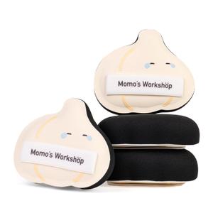 Momo's Workshop Crying Garlic Makeup Sponge 2-Pack, Hydrophilic PU for Sheer Finish, Dry&Wet Use,Pointed Tip for Concealer & Flat Side for Foundation, Flawless Sheer Finish with Travel Case