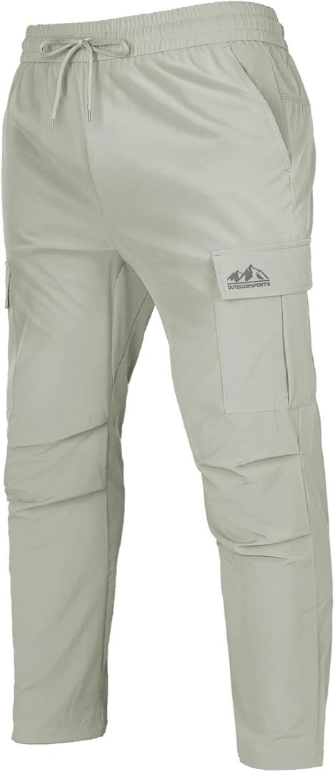 Men's Track Pants Outdoor Athletic Running Casual Joggers Pants with Zipper Pockets Lightweight Quick Dry XL