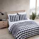 Eddie Bauer - Queen Quilt Set, Reversible Cotton Bedding with Matching Shams, Plaid Home Decor (Lakehouse Plaid Dark Grey, Queen)