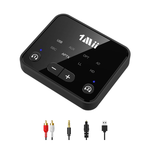 1Mii Bluetooth 5.3 Transmitter for TV to 2 Wireless Headphones, Long Range 100ft Bluetooth Adapter for TV aptX Adaptive & HD/Volume Control, Optical/USB/AUX/RCA Audio Inputs