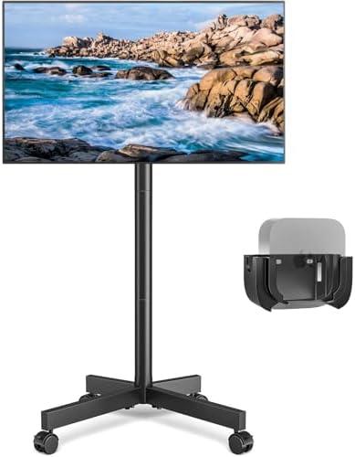 Rfiver Mobile TV Cart Rolling TV Stand for 23-60 Inch Screens, Portable TV Stand on Wheels with Tilt and Height Adjustable, Outdoor TV Mount Stand Holds up to 88 lbs for Home Office MAX VESA 400x400mm