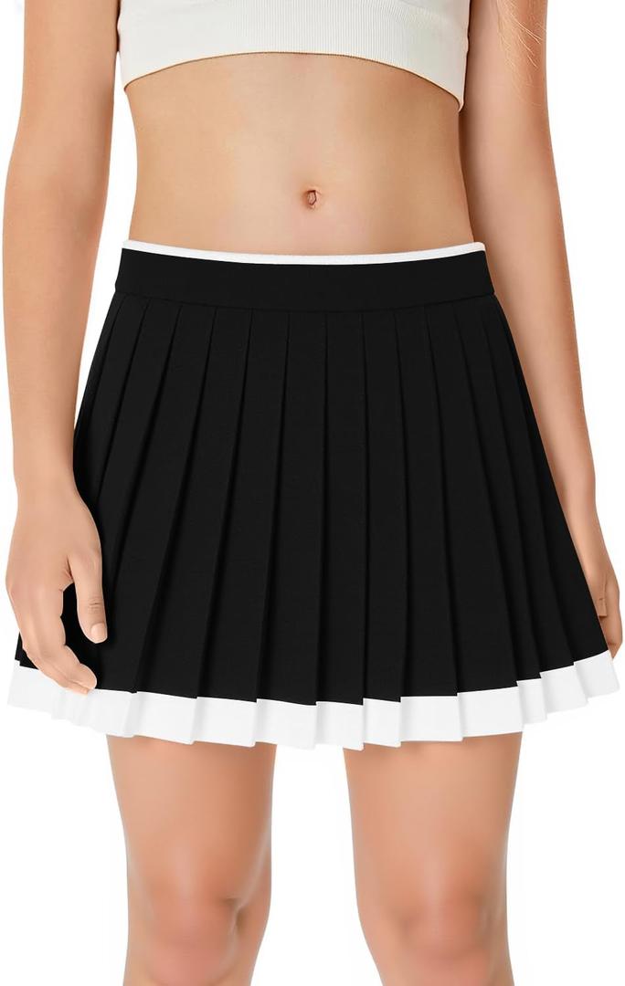 Haloumoning Girls Pleated Tennis Skirts with Shorts Kids High Waisted Athletic Skorts Golf Skirt with Pockets, Size: 9-10 Years