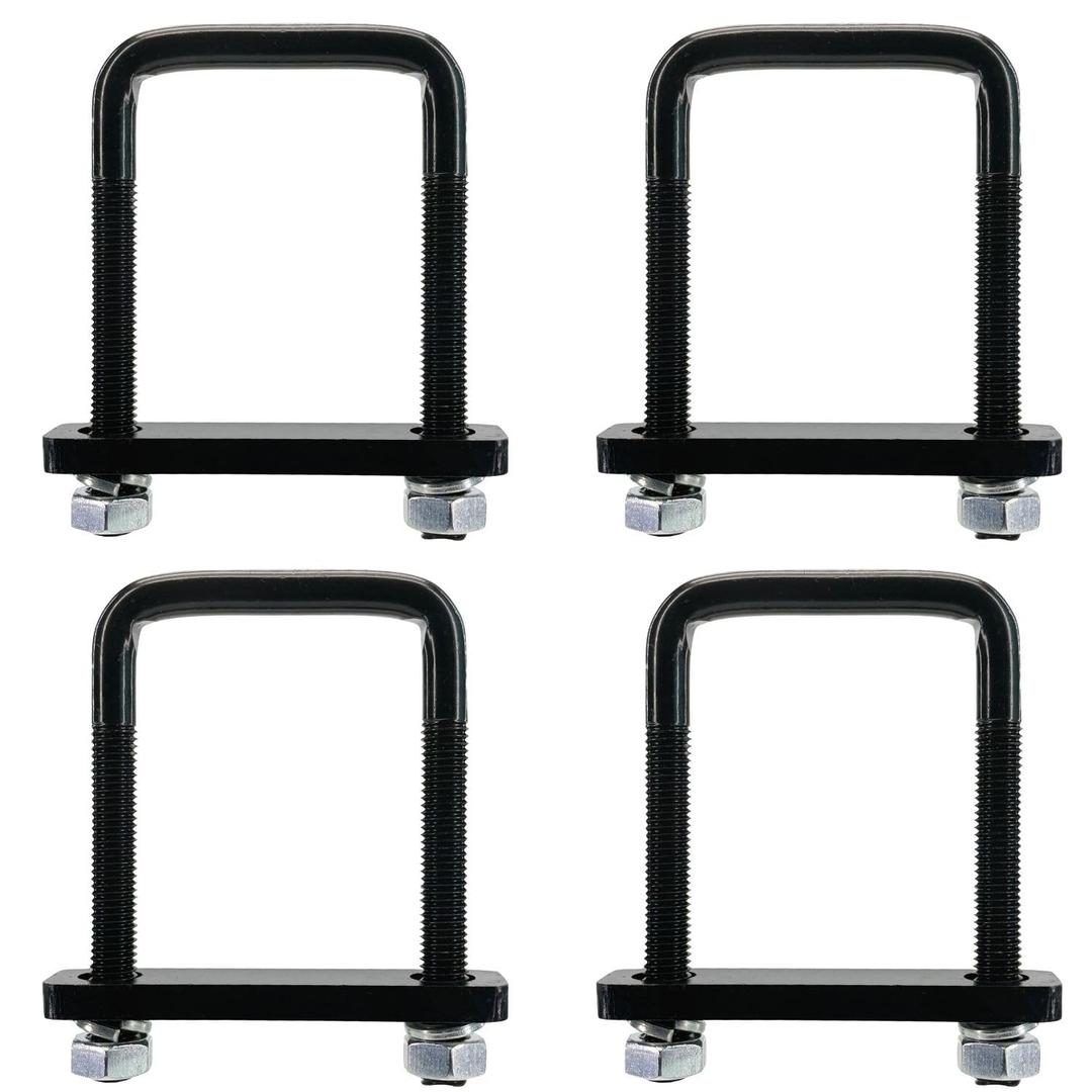4 Pack Square U-Bolt for Trailer- Fits 3.0 Inch Wide Leaf Springs, Galvanized Steel Clamp Set, Secure Fit for Truck, Boat and Trailers, Black