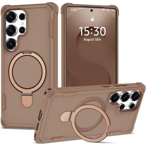 Designed for Samsung Galaxy S25 Ultra Case 6.9'' with Magnetic Ring Stand [Military Drop Protection][Compatible with MagSafe] Shockproof S25 Ultra Phone Case for Men Wowen,Brown