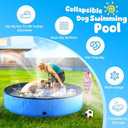 Niubya Foldable Dog Pool, Collapsible Hard Plastic Dog Swimming Pool, Portable Bath Tub for Pets Dogs and Cats, Pet Wading Pool for Indoor and Outdoor, 64 x 12 Inches