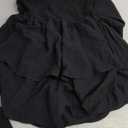 Women's Jumpsuit Sexy V Neck Twist Spaghetti Straps Double Layer Ruffle Hem Mini Short Romper, Black, Small