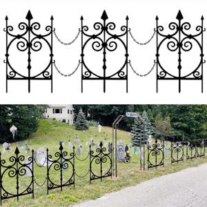 Yaocom 10 Pack Halloween Graveyard Fence, 23.6" x 15.8" Metal Garden Decor