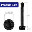 #14 x 1-3/4" Hex Washer Head Self Tapping Screws, TEK Screws, Self Drilling, Stainless Steel 410 Sheet Metal Screws, Black Finish, 50 PCS