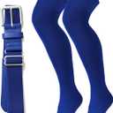 XZQTIVE Over the Knee Baseball Socks and Belt Combo Set for Kids Youth Adult Pink Softball Soccer Socks for Boy Girl (Blue)