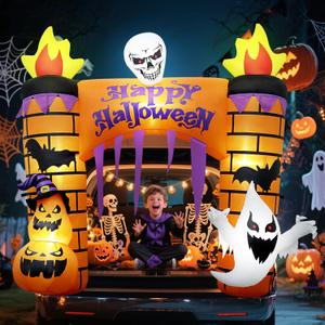 5.2FT Halloween Inflatables, Trunk or Treat Car Decorations Kit, Blow Up Archway with Dual Plug (Car & Home) Build-in 6 LEDs for Halloween SUV Vehicle & Indoor Outdoor Trick or Treat Party Decor