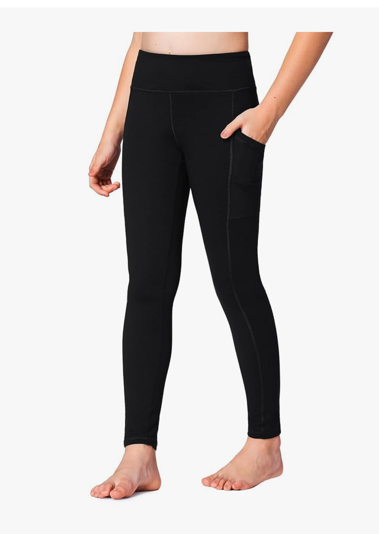 Stelle Girls' Athletic Leggings Kids Dance Running Yoga Pants Workout Active Dance Tights with Pockets, Size:M