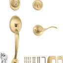 Design House Coventry Entry Door Handleset with Springdale Lever, Single Cylinder Deadbolt, Fits Standard Doors, Satin Gold Design House, 728915