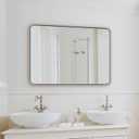 ANDY STAR 40X30 Chrome Bathroom Mirror, Polished Chrome Bathroom Vanity Mirror, Rounded Rectangle Mirrors for Wall, SUS304 Anti-Rust Tube Metal Frame, Wall Mounted Horizontal/Vertical 1 Deep