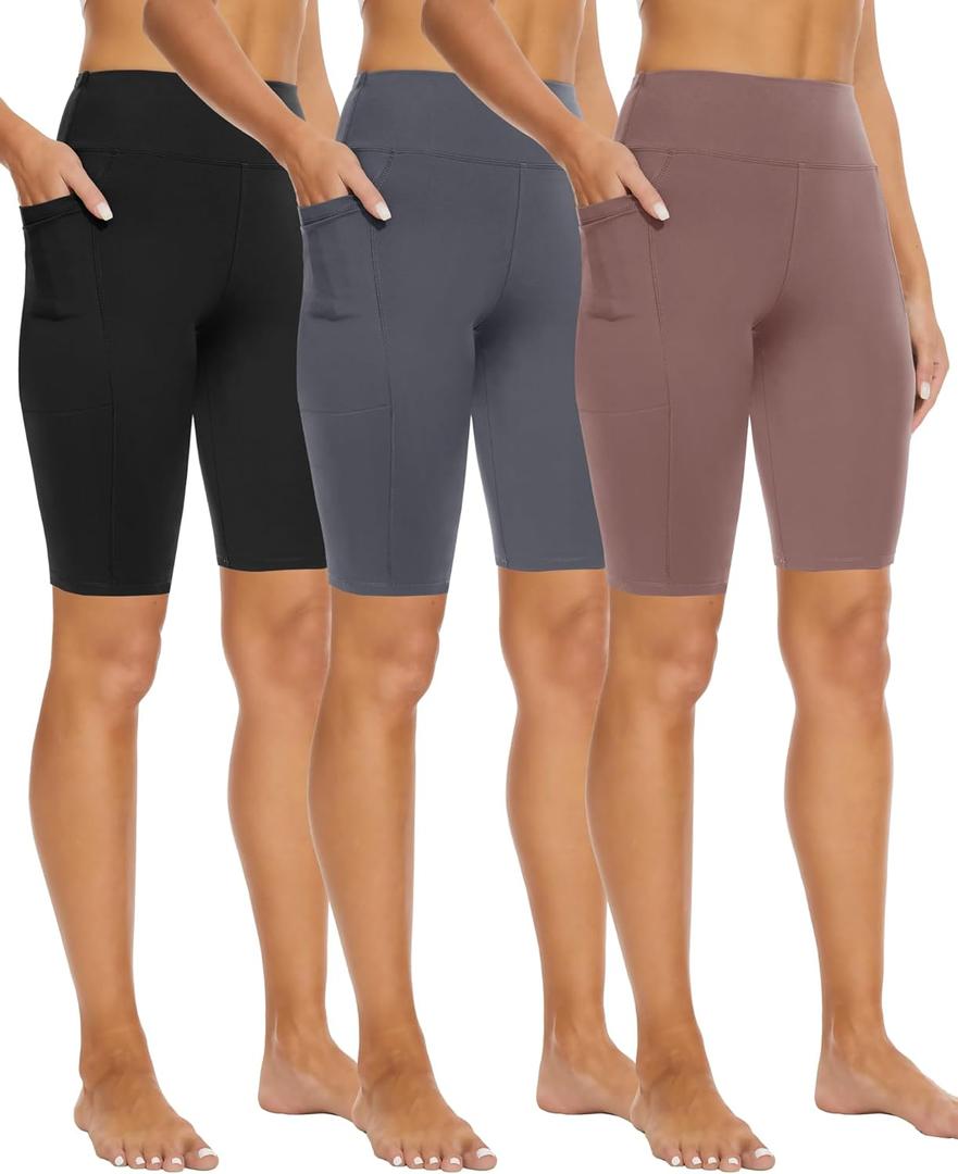 Syrinx 3 Pack Biker Shorts for Women – 8"/5" High Waisted Tummy Control Workout Yoga Running Athletic Shorts (XXL)