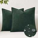 Kevin Textile Christmas Decorative Pillow Covers Dark Green 20x20 Inch Pack of 2 Soft Boucle Textured Waterproof Throw Pillowcases Accent Pillows for Couch Sofa Chair Bed Home Decor Indoor Outdoor