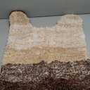OLANLY Luxury Toilet Rugs U-Shaped 24x20, Extra Soft and Absorbent Microfiber Bathroom Rugs, Non-Slip Plush Shaggy Bath Mat, Machine Wash Dry, Contour Bathroom Mats for Toilet Base, Brown (24" x 20" Contour Rug)