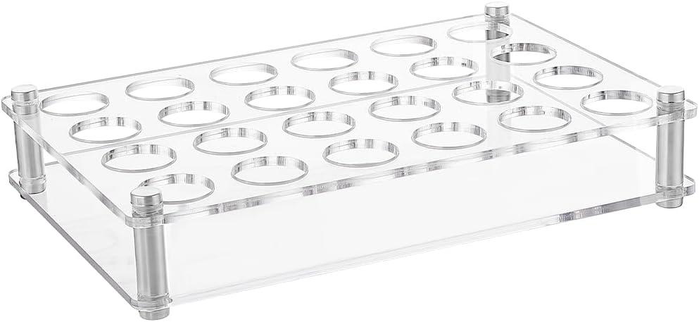 24 Hole Acrylic Shot Glass Holder 1.18 inch Hole Tequila Glasses Cup Rack Shot Glass Serving Whiskey Shots Glasses Base with Iron Fitting for Party Bar Club Family Gathering Collection