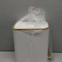 Cesun Small Bathroom Trash Can with Lid Soft Close, 5 Liter/1.3 Gallon Stainless Steel Garbage Can with Removable Inner Bucket, Step Pedal, Slim Waste Basket for Toilet, Office, Bedroom (White&Gold)