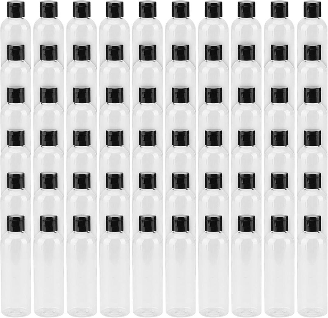 LEXININ 60 Pack 4 Oz Clear Plastic Bottles with Flip Caps, Plastic Travel Empty Bottles, Transparent Refillable Containers for Shampoo, Cream