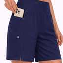DIBAOLONG Women's Swim Shorts 7" High Waisted Quick Dry UPF 50+ Beach Board Shorts for Women with Liner & Pockets Dark Blue 2XL