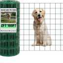 Gisafai 16 Gauge Galvanized Welded Wire Fence 2 ft x 100 ft PVC Coated Hardware Cloth, 2.36" x 2.36" Mesh, Heavy Duty Garden Fencing Roll for Chicken, Dog Yard, Deer Cattle & Animal Protection(Green)