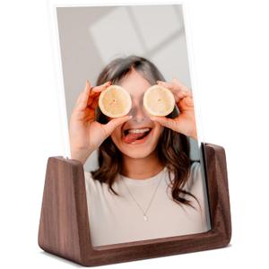 4x6 picture frames, Solid Rustic Wooden Photo Frames with Walnut Wood Base and High Definition Acrylic Glass Covers - for Tabletop or Desktop Display (4x6 inch, Vertical)