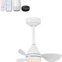 OVAL AIR AIR8000B Albini 22" Contemporary Minimalist 6-Speed Metal Mobile-App/Remote-Controlled Dimmable Smart Integrated LED Ceiling Fan for Living Room, Bedroom, Office, Frost White