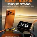 chubbycable StandLite Pro 90 240W Fast Charge Cable with Invisible Stand & Phone Case Friendly Right Angle USB C Cable Braided Charging Cord, Orange, Type-C to Type-C, 8.2FT