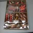 Briful 30ct Christmas Ornaments Set: Red Gold Assorted Flowers Leaf Birds Icicle Pine Cone Christmas Ball Baubles for Xmas Birthday Winter Holiday Wedding