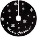 HOHOTIME Burlap Christmas Tree Skirt, 30 Inch Black Tree Skirt with White Snowflakes and Merry Christmas Words, for Xmas Holiday Home Decoration