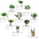 PuzFun 10 Pack Acrylic Floating Shelves for Wall, Wall Mounted Small Hanging Display Shelves for Plants, Funko Pop Figures, Adhesive Shelf for Bedroom, Picture Toy Clear Display Shelf
