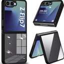 Compatible for Samsung Galaxy Z Flip 7 5G Case, Crystal Clear Slim Cover with Hinge, Hard PC Back and Soft TPU Bumper, Full Body Shockproof Protective Phone Case, Anti-Scratch Transparent Design