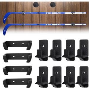 Hikeen 4 Pcs Hockey Stick Wall Mount Set,Hockey Stick and Puck Display Holder w/Protective Soft Liner,Ice Hockey Stick Wall Mount for Decor & Storage, Display Game Winning Hockey Stick and Puck