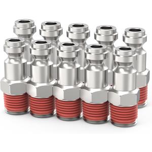 ChillWaves Automotive T-Style Air Plug, 1/4" NPT Male Pneumatic Plugs, Air Compressor Accessories Fittings(10-PACK)