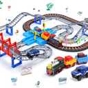 CUTE STONE Toy Train Set for Toddler, Train Track Set with Cars, Electric Train with Realistic Sound, Train Track Playset for 3 4 5 Years Old Girls Boys