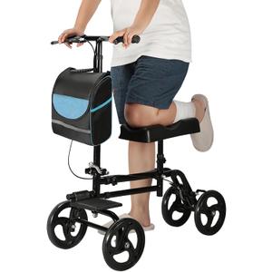 Knee Scooter for Broken Foot, Foldable Knee Scooters for Foot Injuries Adult Best Crutches Alternative (Color : Black)