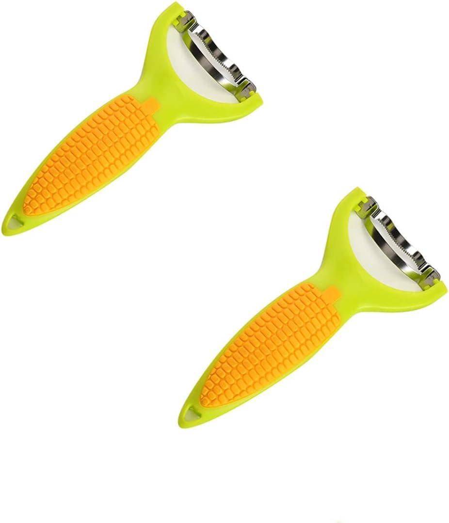 Corn Zipper, 2PCS Corn Stripper Knife Peeler, Thresher Corn Cutter from the Cob, Premium 420 Stainless Steel with Non Slip PP+TPR Handle