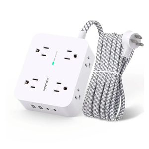Surge Protector Power Strip - HANYCONY 8 Outlets 4 USB (2 USB C) Charging Ports, Multi Plug Outlet Extender, 5Ft Braided Extension Cord, Flat Plug Wall Mount Desk Charging Station for Home Office ETL