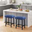 Rectangular Stool Cushion Set of 2, Soft Saddle Stool Cushions with Ties, Nonslip and Washable, Dark Blue, 18 x 10.5 x 4 Inch