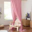 NICETOWN Pink Bed Canopy for Nursery - Decorative Soft Voile Sheer Window Scarf DIY Ascot Top Bed Scarf Drapes for Girls/Kids, W114 x L160, 1 Panel