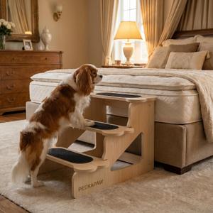 Wood Dog Stairs for Large Dogs | Trainer-Recommended Wood Steps – Sturdy Support to 100lb