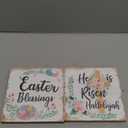 2 Pieces Easter Wood Sign Rustic Flower Easter Blessings He Is Risen Hallelujah Happy Easter Wooden Table Sign Easter Centerpieces Religious Easter Decorations for Home Dining Table
