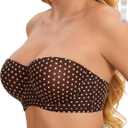 Strapless Bra 40C Bras for Women Push up Coffee & Heart, 40C
